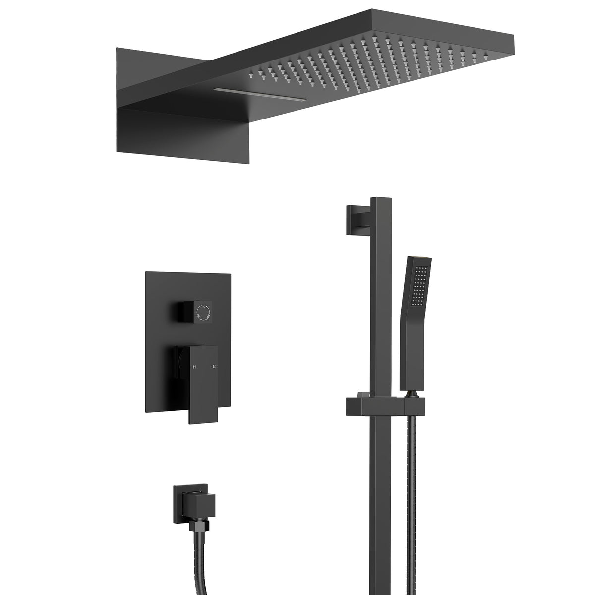 22-Inch Rainfall Wall-Mounted Shower System with Waterfall and Handheld Spray