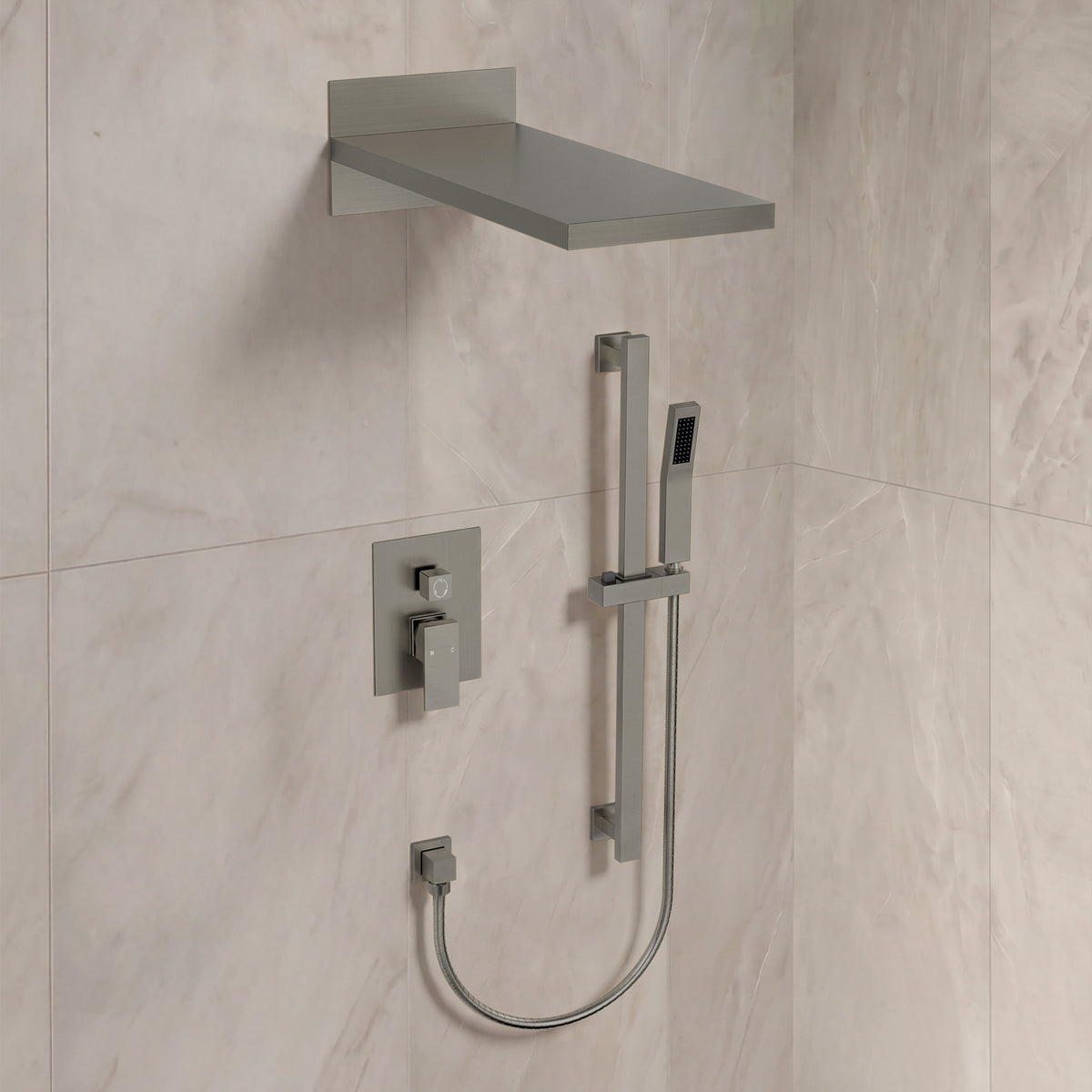 22-Inch Rainfall Wall-Mounted Shower System with Waterfall and Handheld Spray
