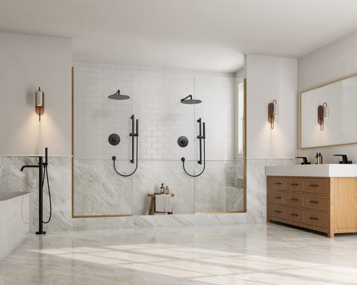 Wall-Mounted Rainfall Shower System with Adjustable Slide-Bar Handheld