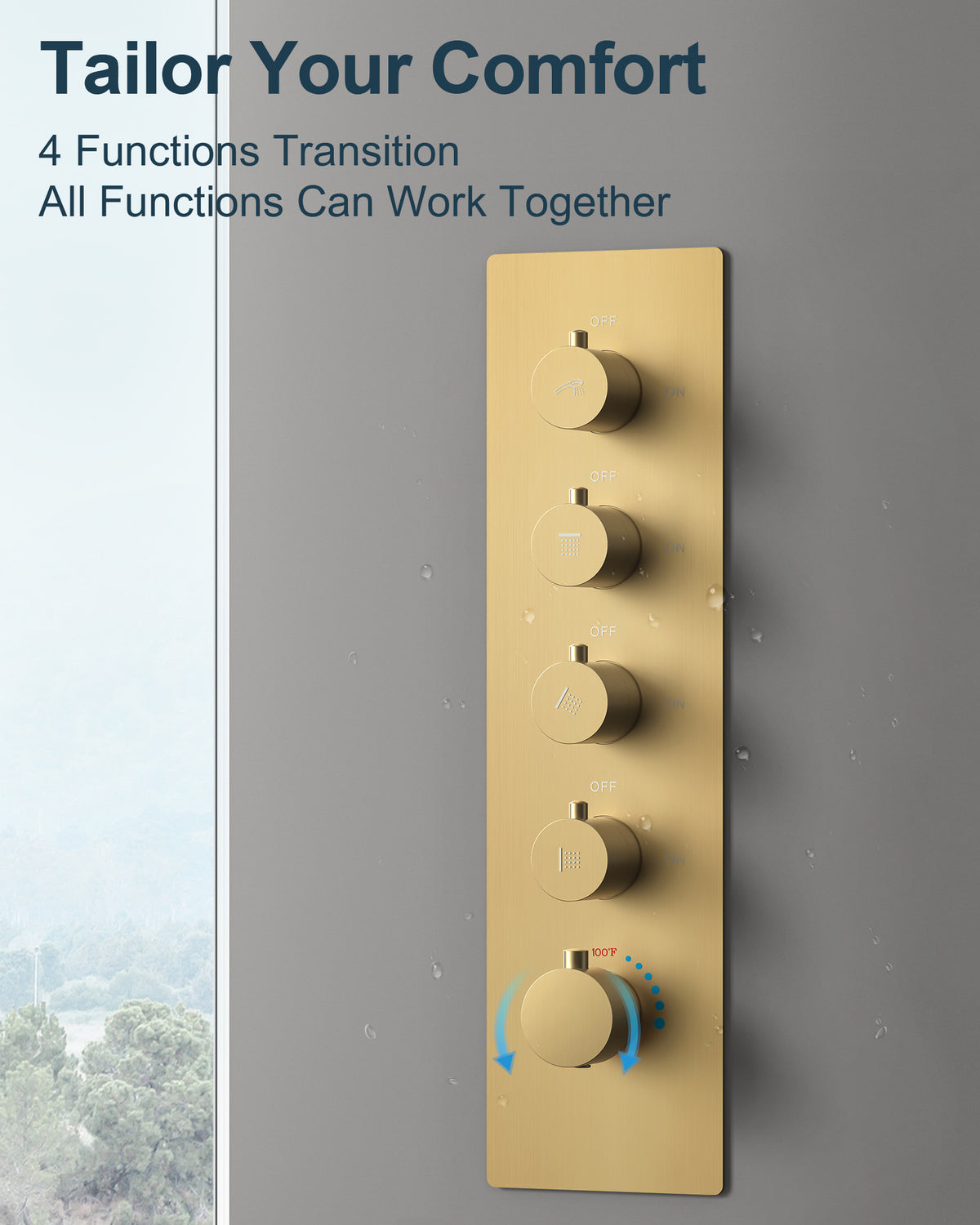 Ceiling-Mounted Multi-Spray Shower System with Secondary Wall Head