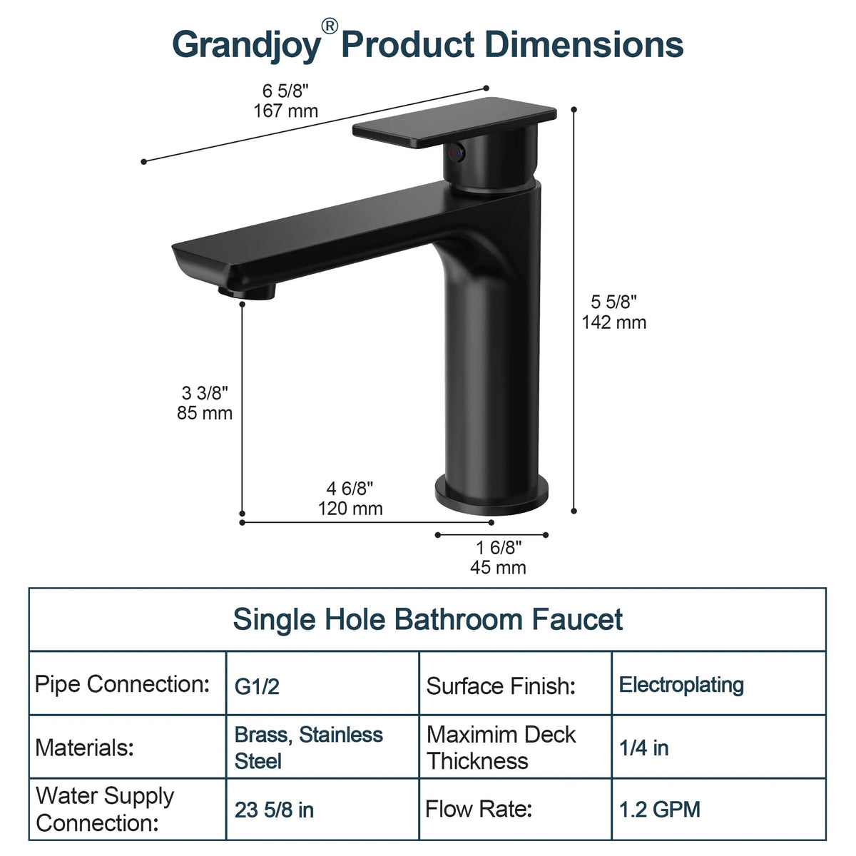 Single-Handle Bathroom Sink Faucet With Pop-Up Drain
