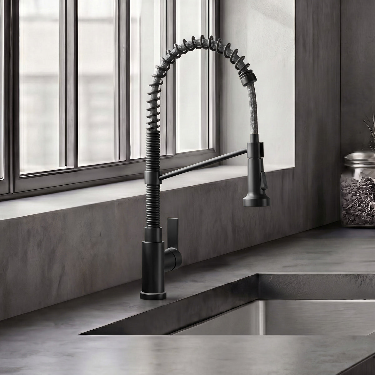 Single-Handle Pre-Rinse Spring Pull-Down Kitchen Faucet