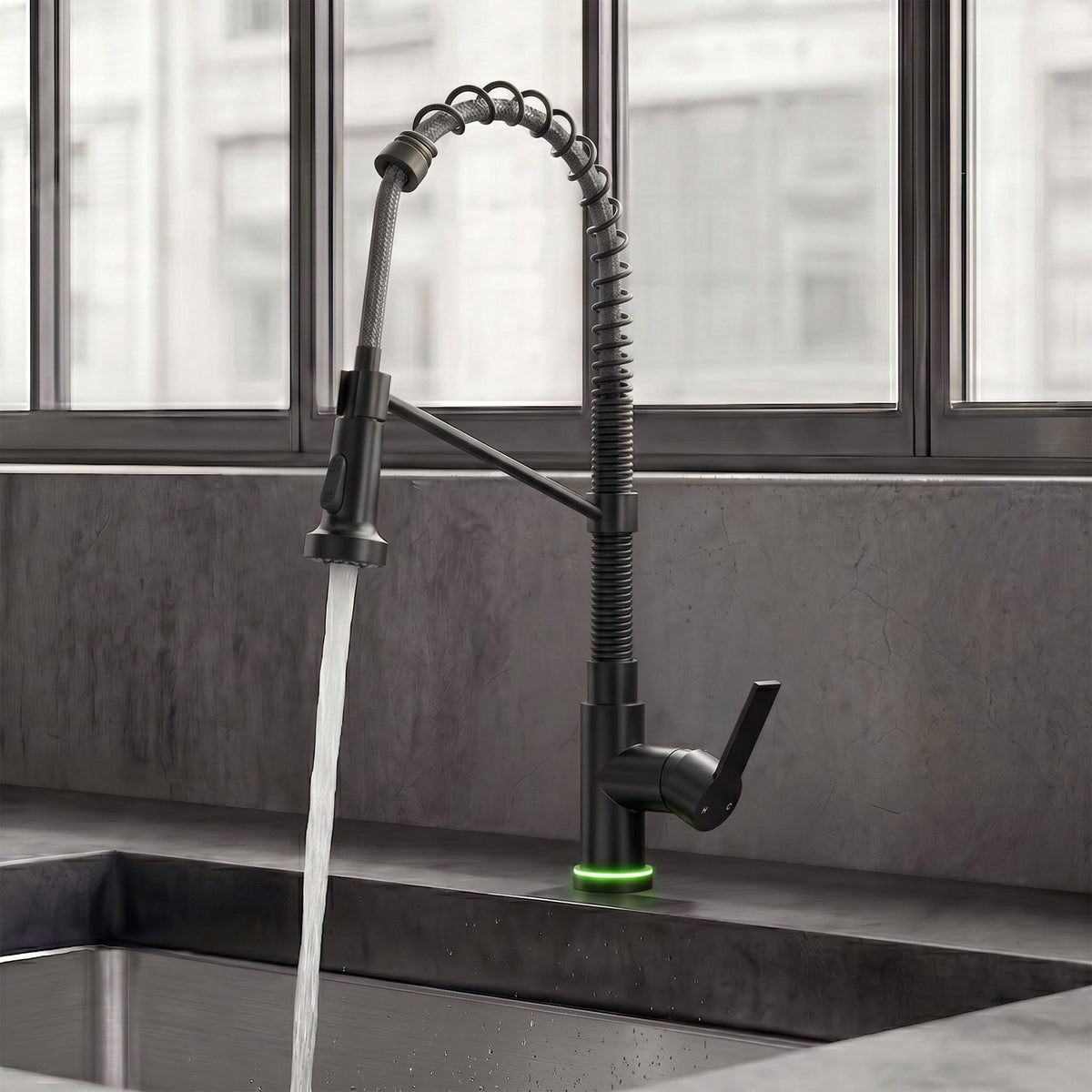 Single-Handle Pre-Rinse Spring Pull-Down Kitchen Faucet