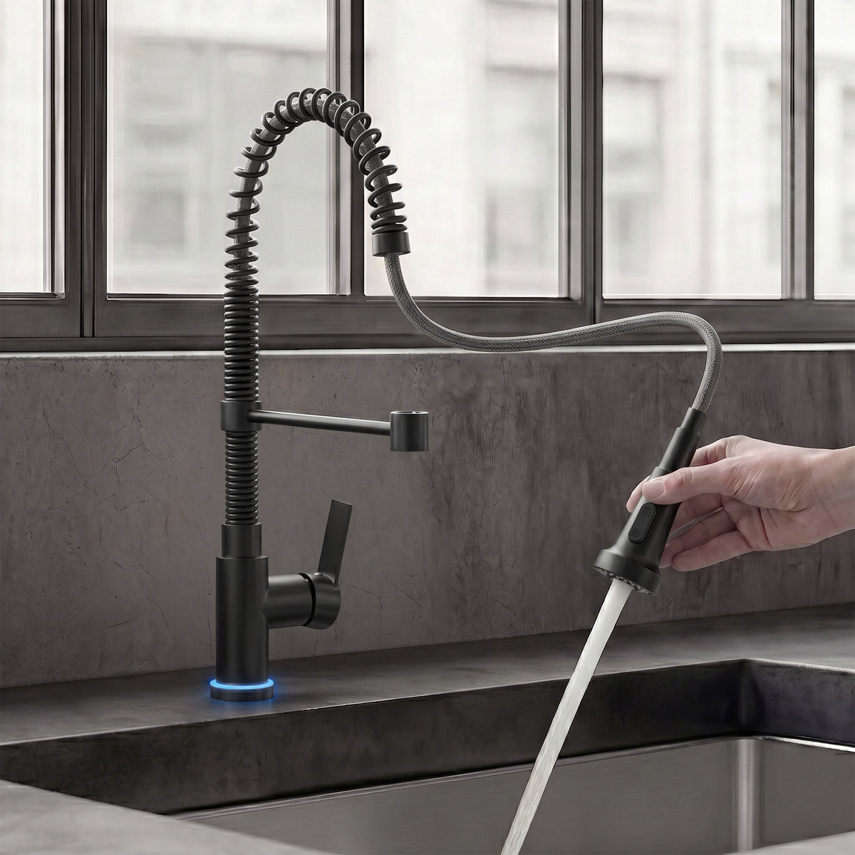 Single-Handle Pre-Rinse Spring Pull-Down Kitchen Faucet