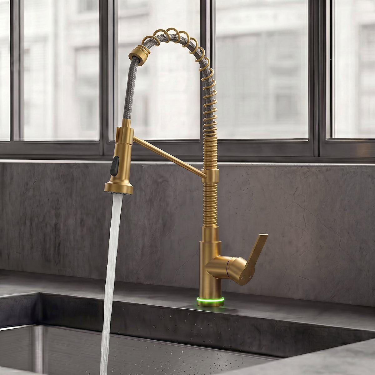 Single-Handle Pre-Rinse Spring Pull-Down Kitchen Faucet