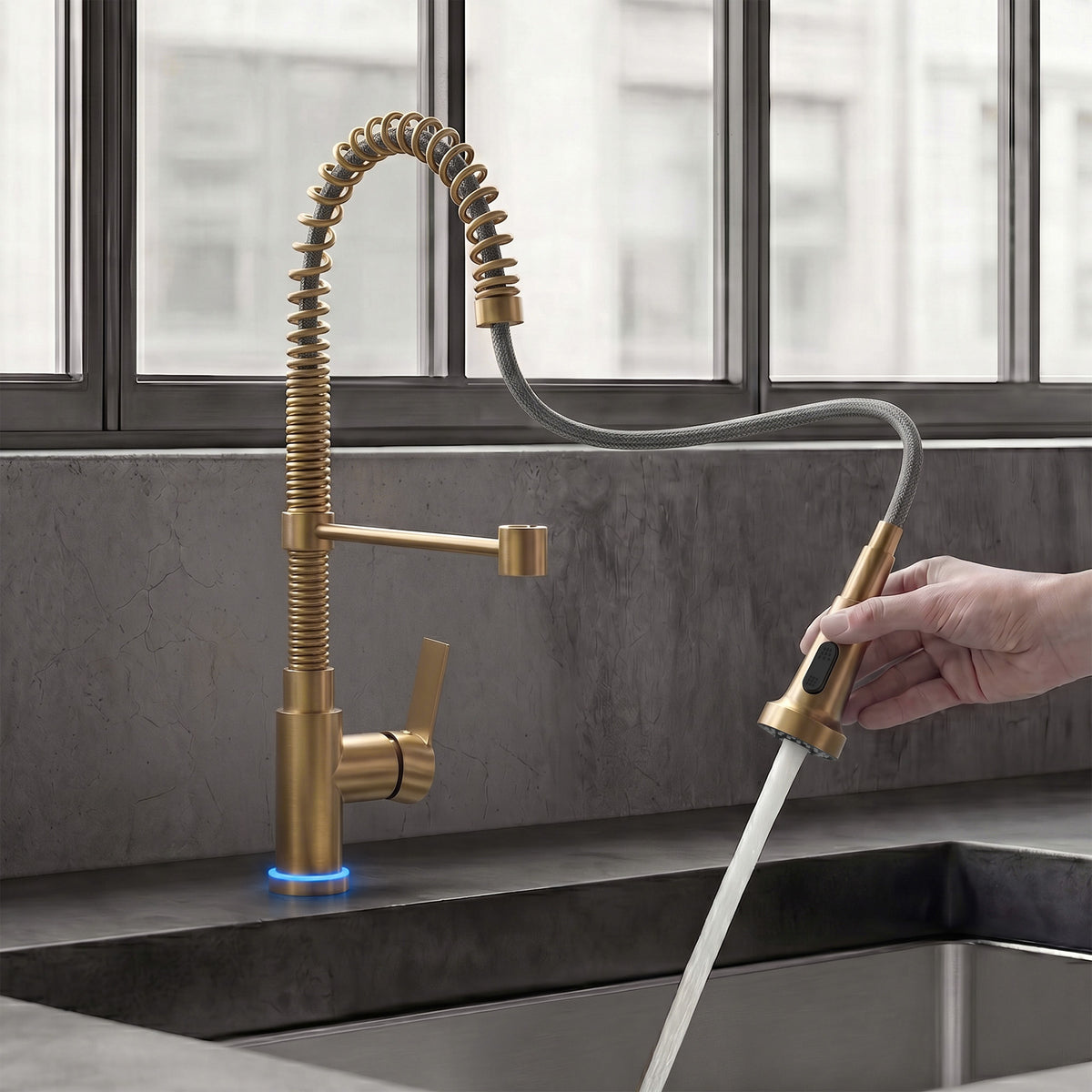Single-Handle Pre-Rinse Spring Pull-Down Kitchen Faucet