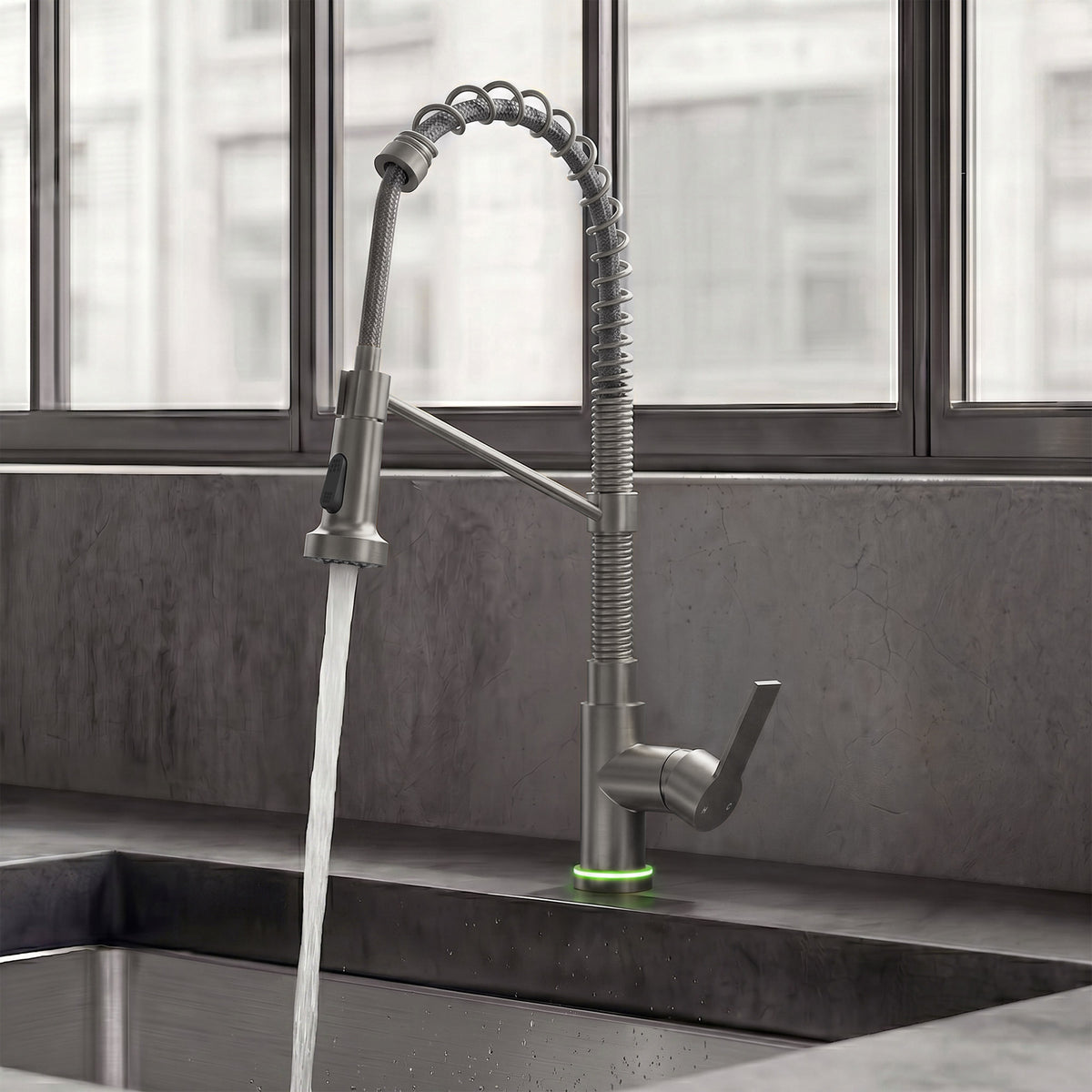 Single-Handle Pre-Rinse Spring Pull-Down Kitchen Faucet