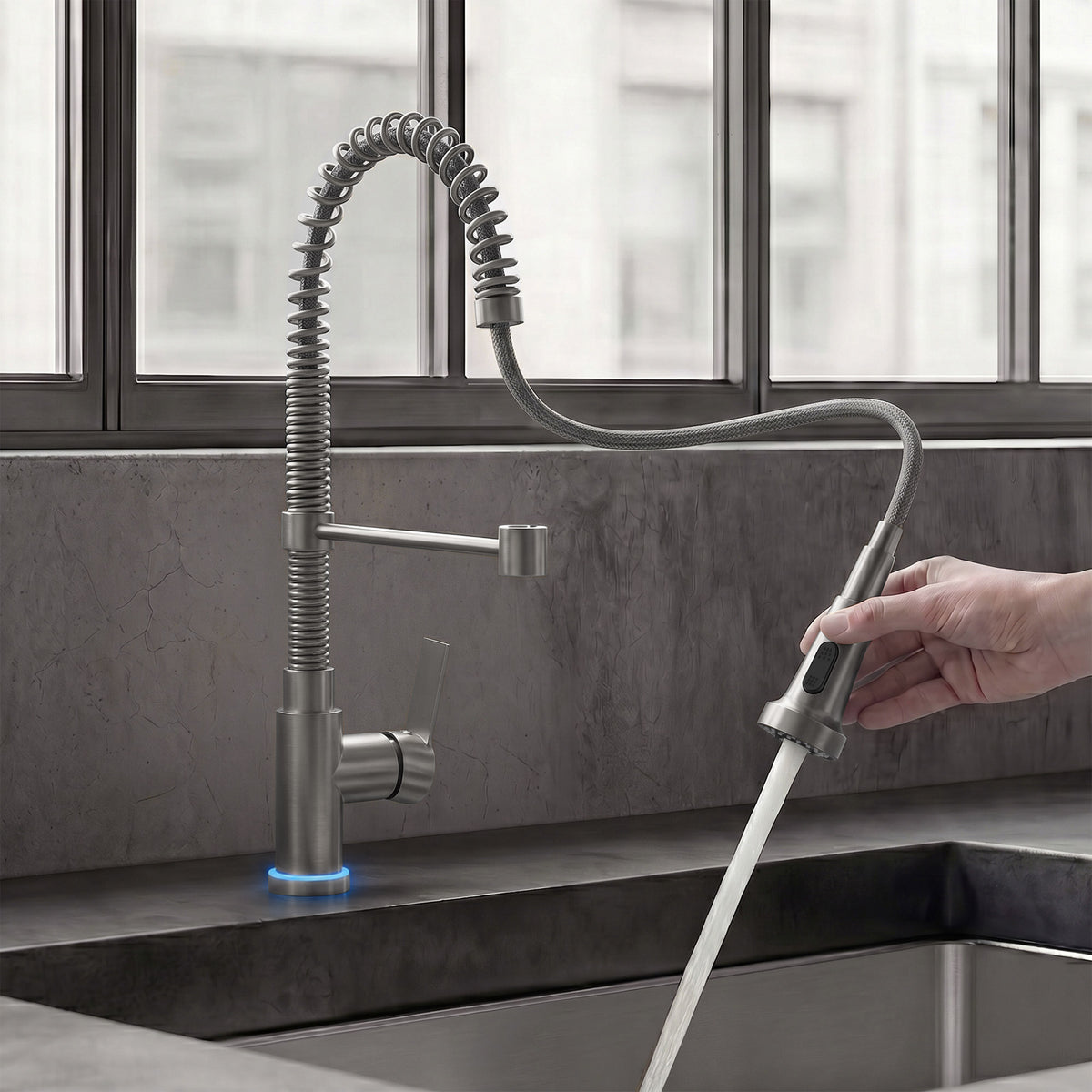 Single-Handle Pre-Rinse Spring Pull-Down Kitchen Faucet