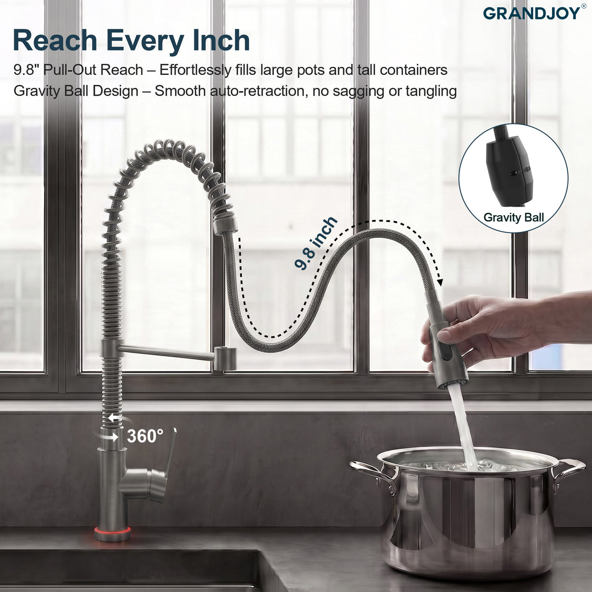 Single-Handle Pre-Rinse Spring Pull-Down Kitchen Faucet