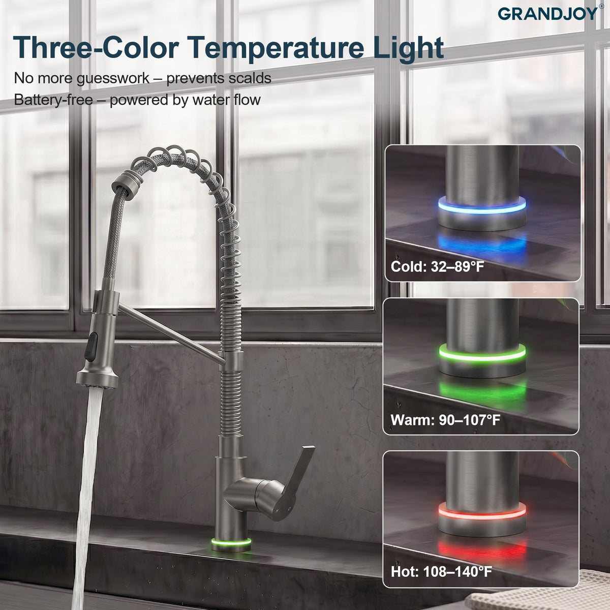 Single-Handle Pre-Rinse Spring Pull-Down Kitchen Faucet