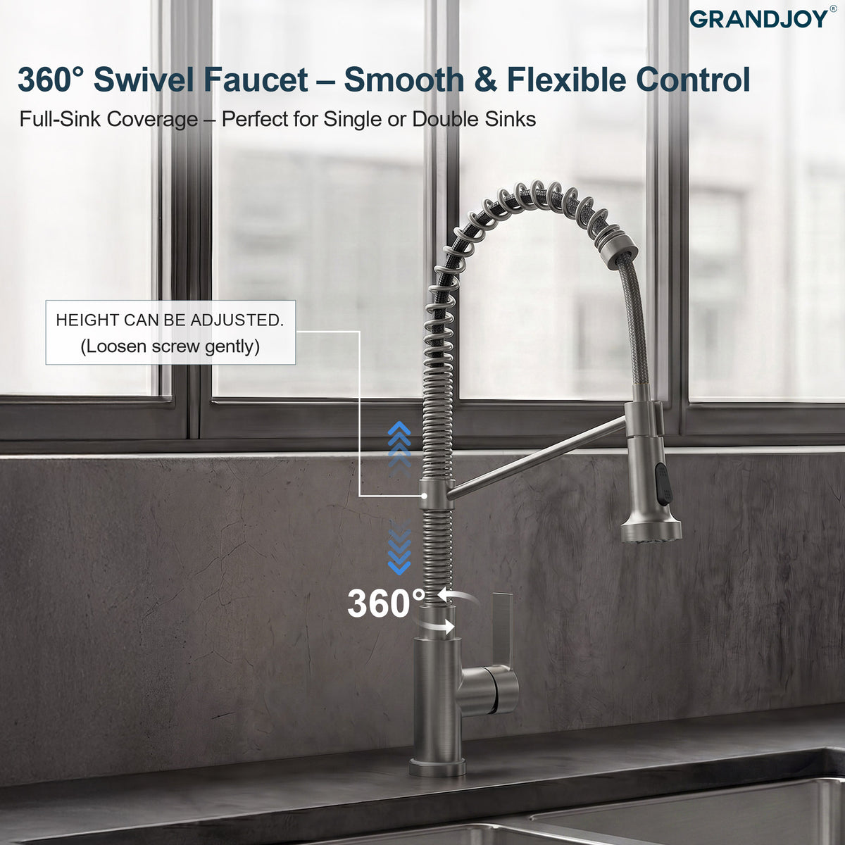 Single-Handle Pre-Rinse Spring Pull-Down Kitchen Faucet