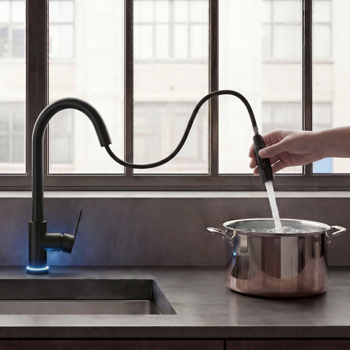 Single-Handle Pull-Down Kitchen Faucet With Dual Spray Modes