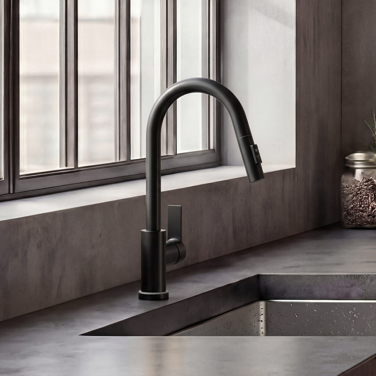 Single-Handle Pull-Down Kitchen Faucet With Dual Spray Modes