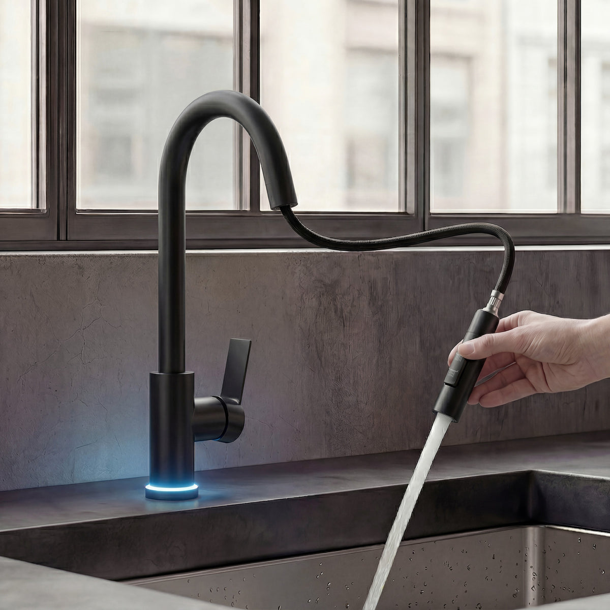 Single-Handle Pull-Down Kitchen Faucet With Dual Spray Modes