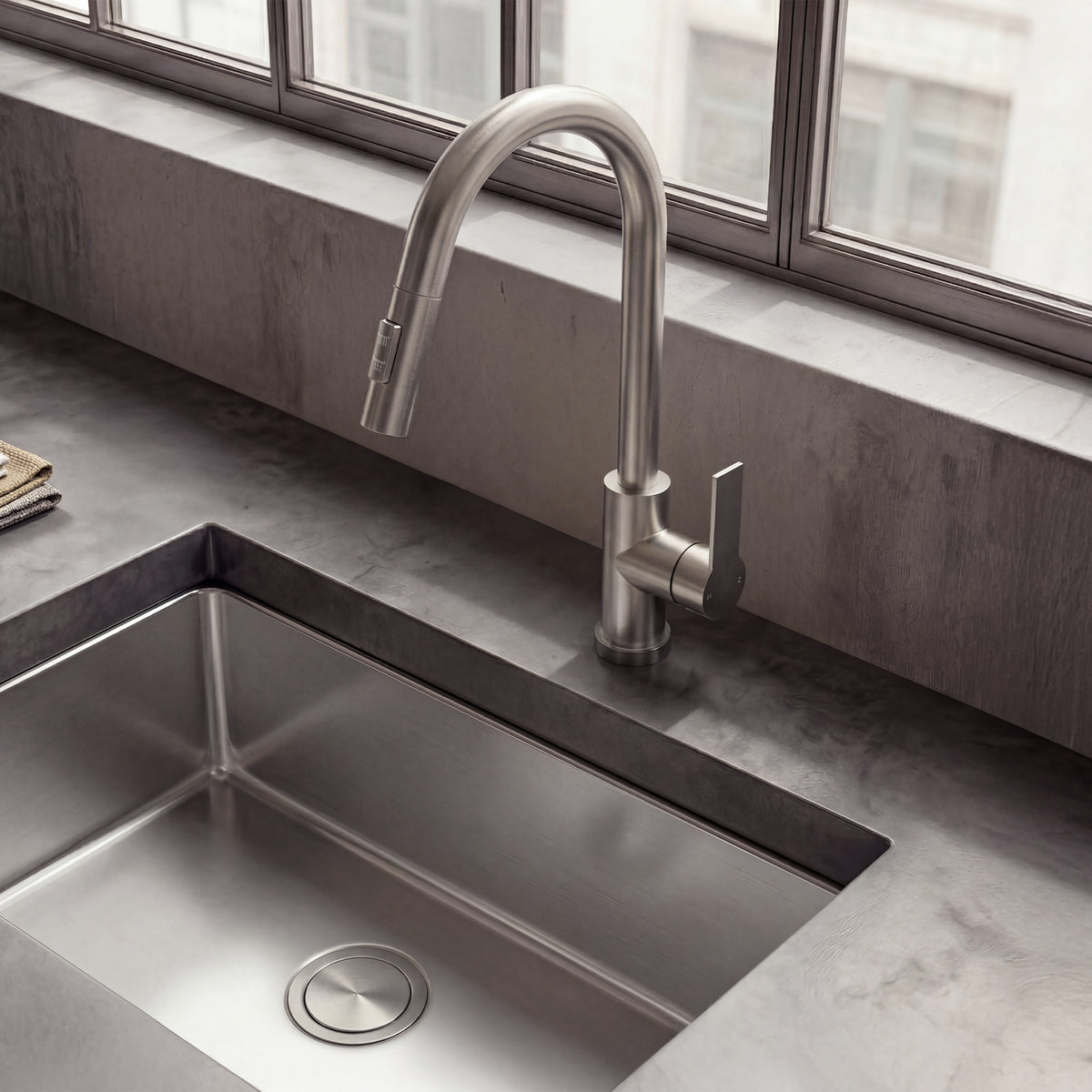 Single-Handle Pull-Down Kitchen Faucet With Dual Spray Modes