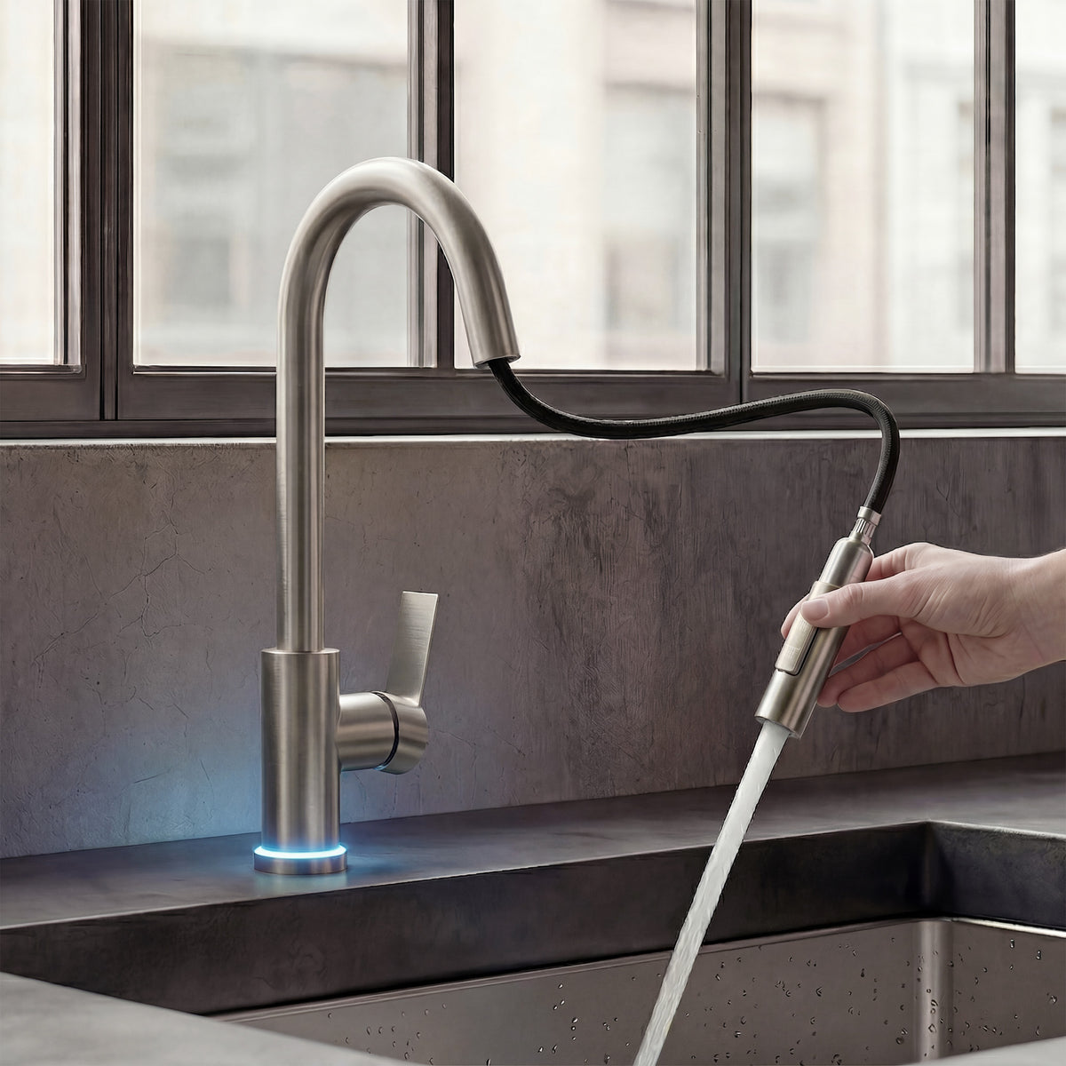 Single-Handle Pull-Down Kitchen Faucet With Dual Spray Modes
