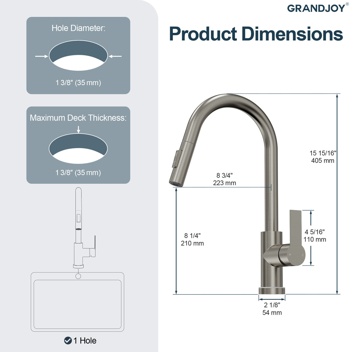 Single-Handle Pull-Down Kitchen Faucet With Dual Spray Modes