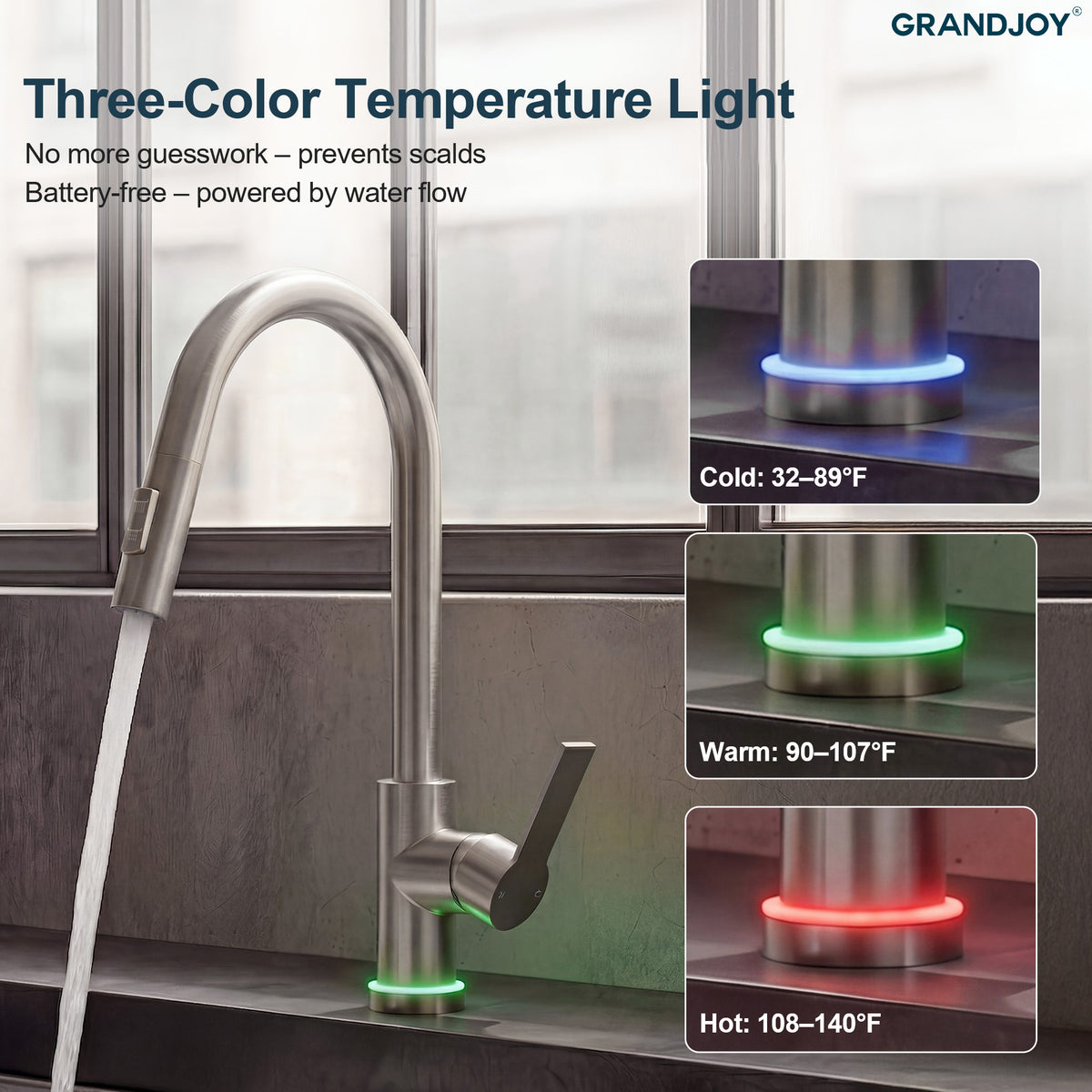 Single-Handle Pull-Down Kitchen Faucet With Dual Spray Modes