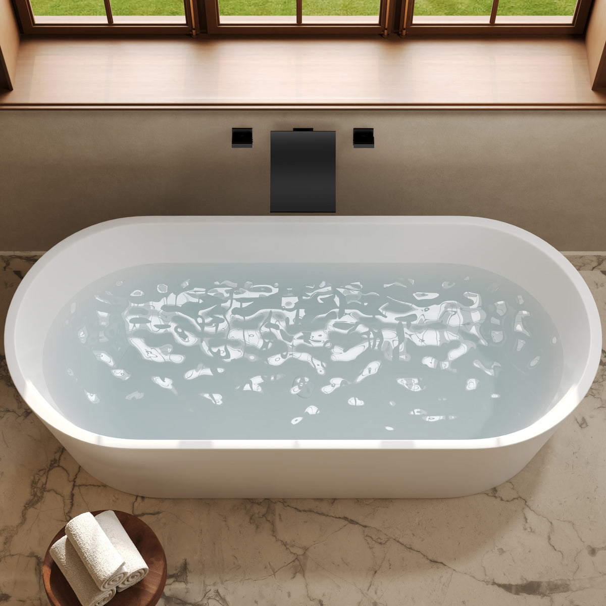 Wall-Mounted High-Flow Waterfall Bathtub Faucet with Dual Handles