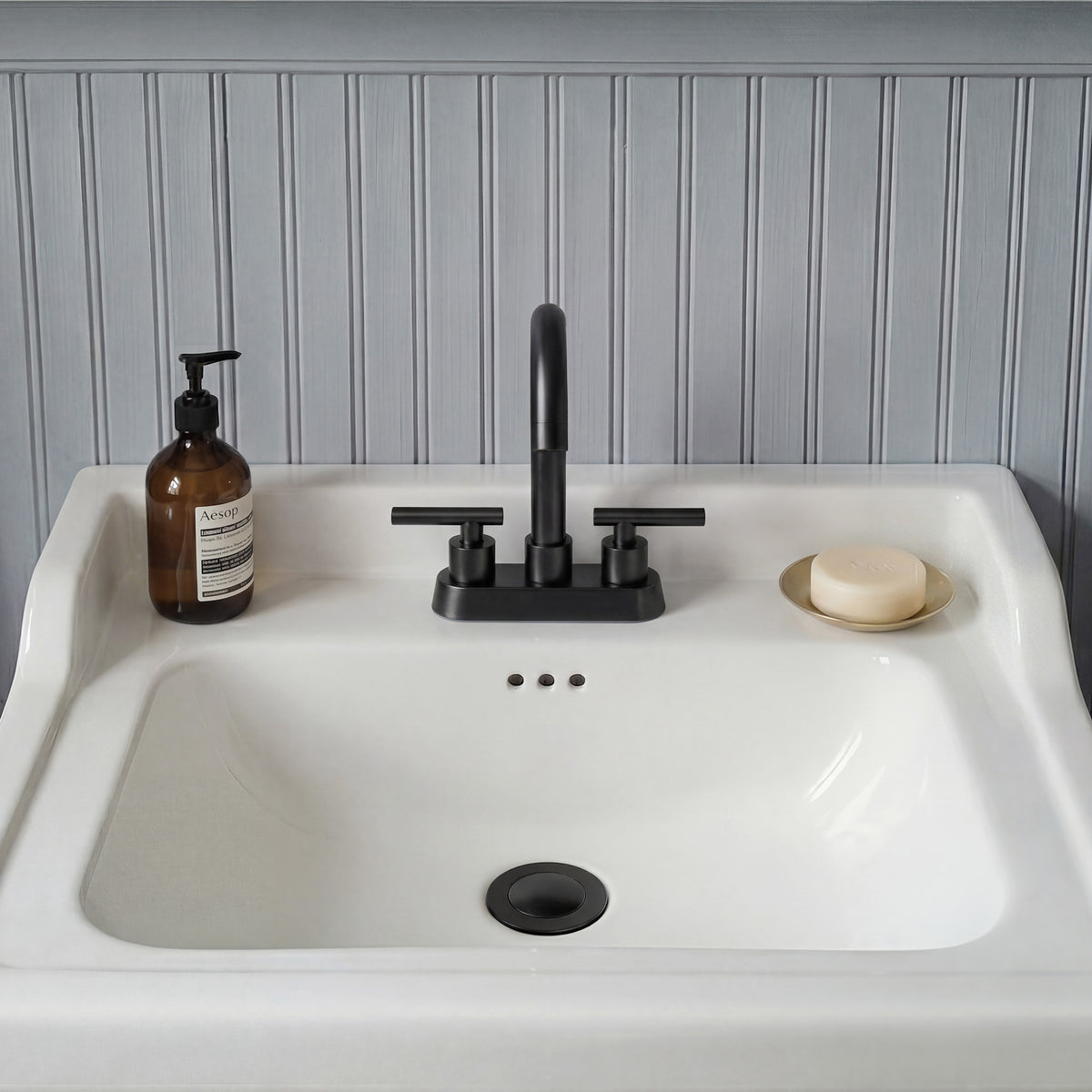 Two-Handle Centerset Bathroom Sink Faucet With Pop-Up Drain