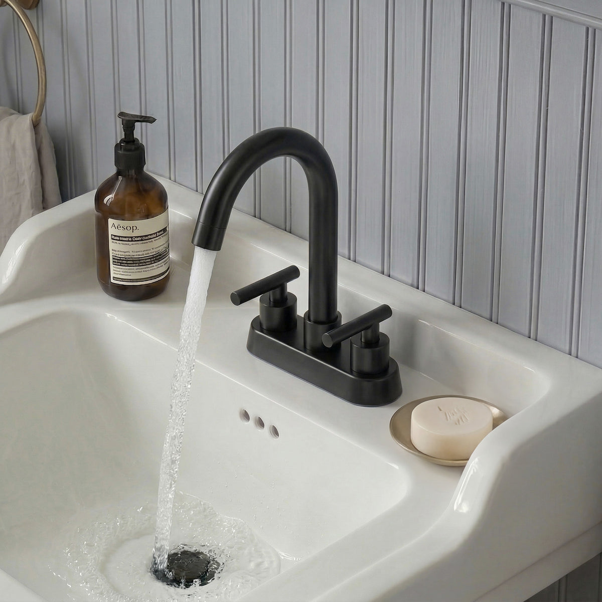 Two-Handle Centerset Bathroom Sink Faucet With Pop-Up Drain