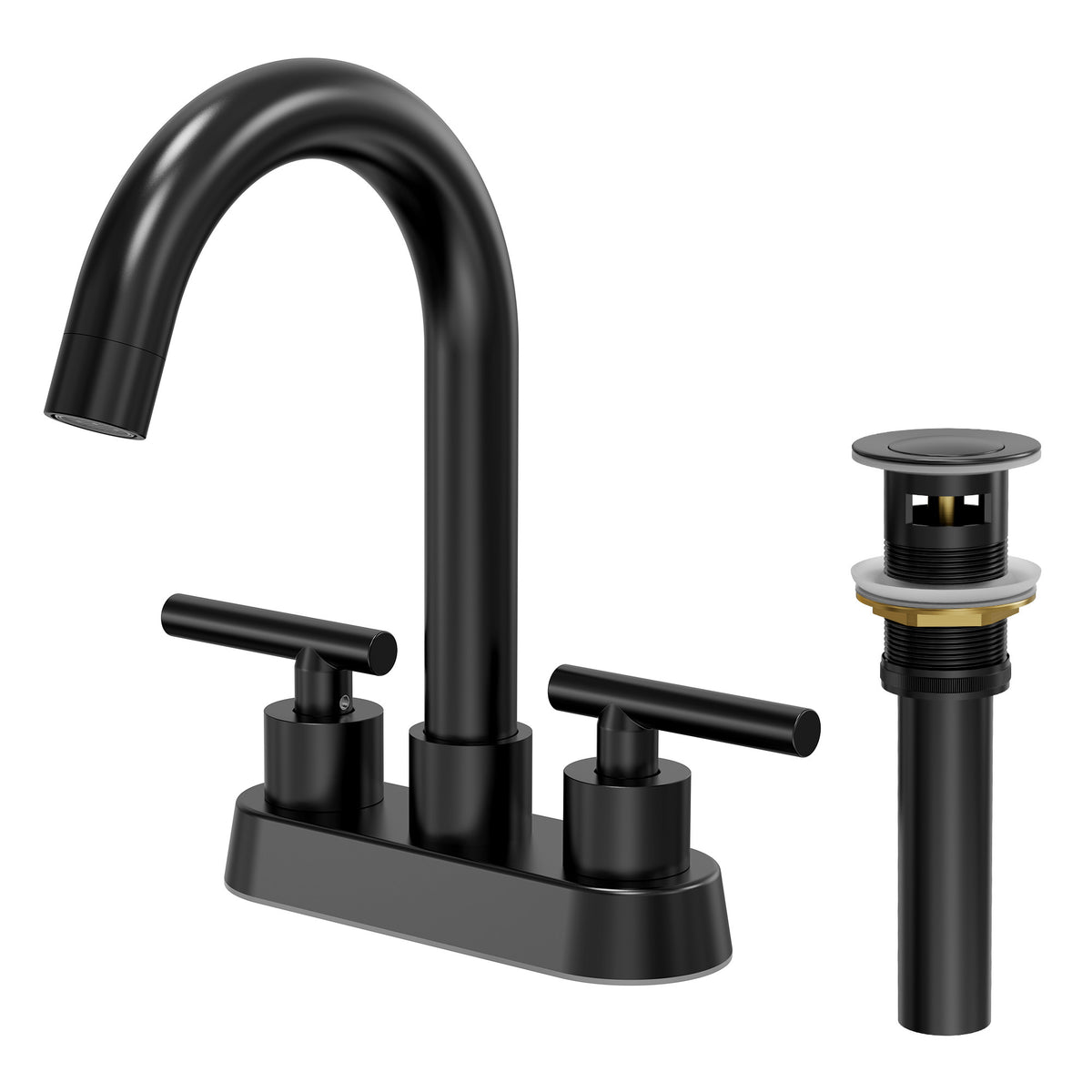 Two-Handle Centerset Bathroom Sink Faucet With Pop-Up Drain