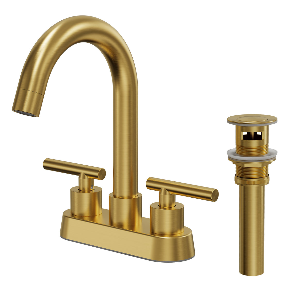Two-Handle Centerset Bathroom Sink Faucet With Pop-Up Drain