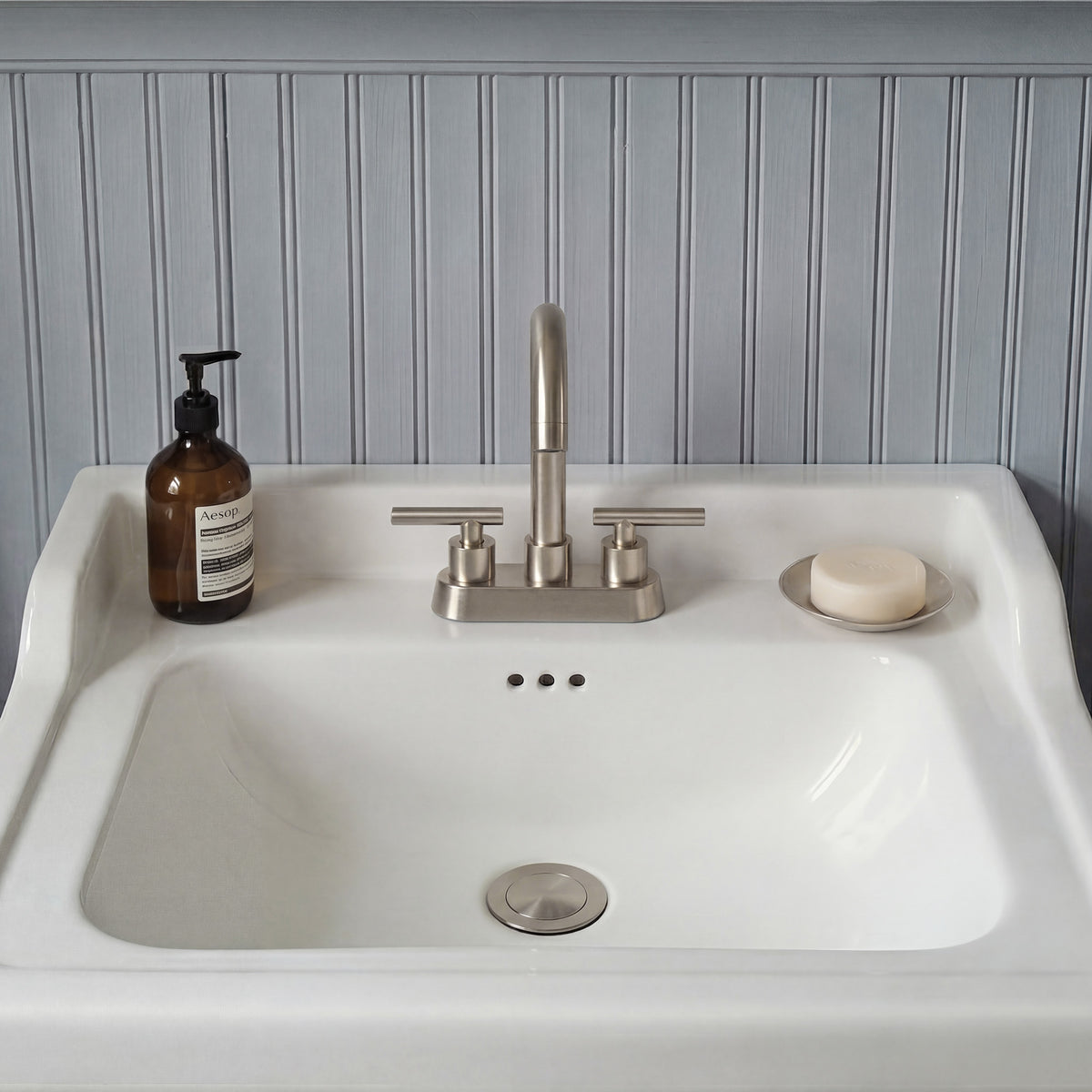 Two-Handle Centerset Bathroom Sink Faucet With Pop-Up Drain