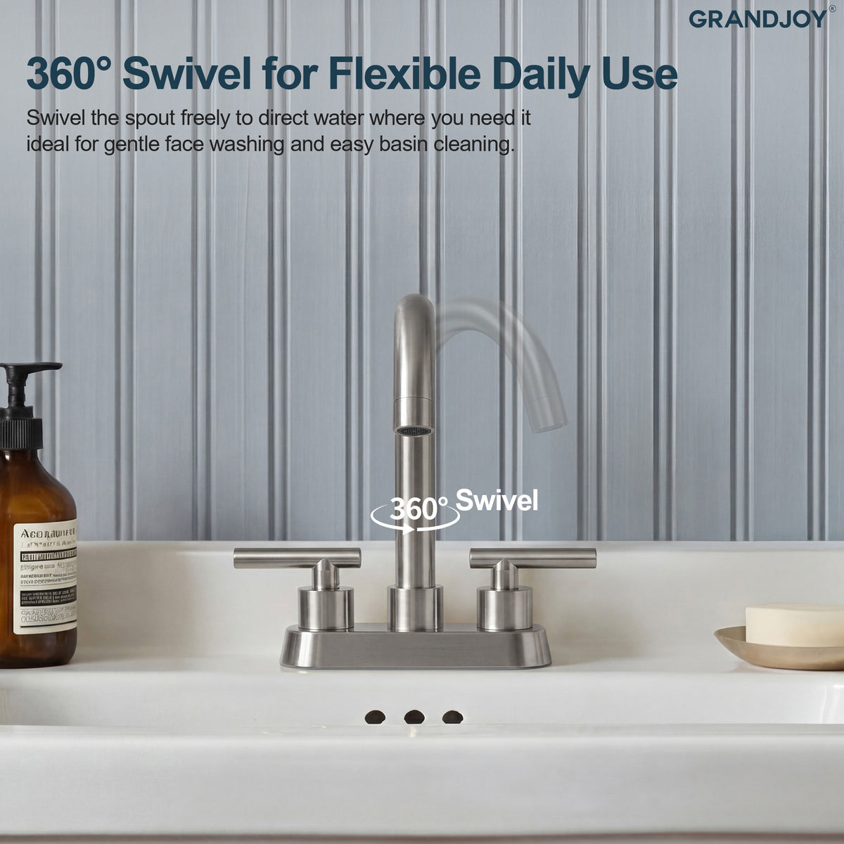 Two-Handle Centerset Bathroom Sink Faucet With Pop-Up Drain