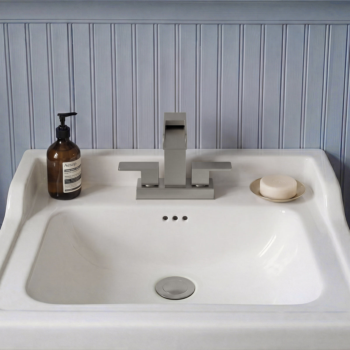 Two-Handle Centerset Bathroom Sink Faucet With Pop-Up Drain