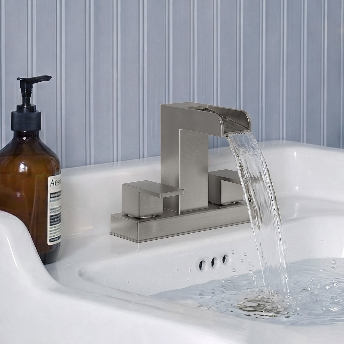 Two-Handle Centerset Bathroom Sink Faucet With Pop-Up Drain