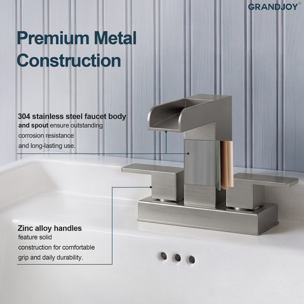Two-Handle Centerset Bathroom Sink Faucet With Pop-Up Drain