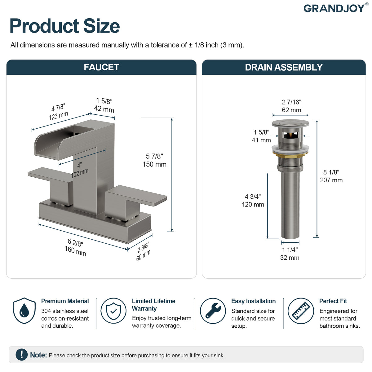 Two-Handle Centerset Bathroom Sink Faucet With Pop-Up Drain
