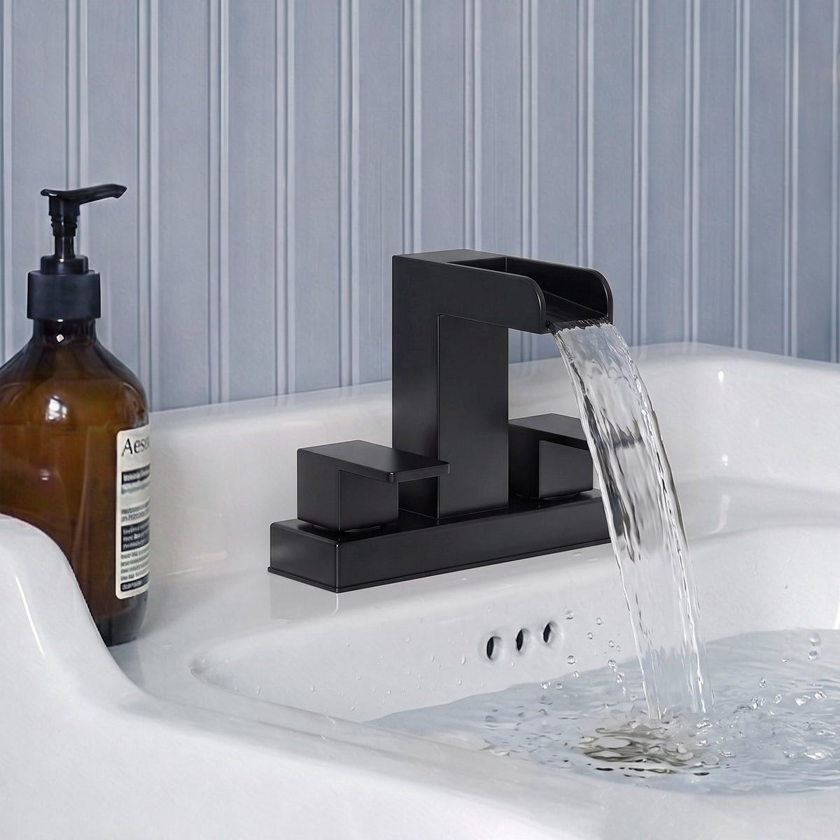 Two-Handle Centerset Bathroom Sink Faucet With Pop-Up Drain