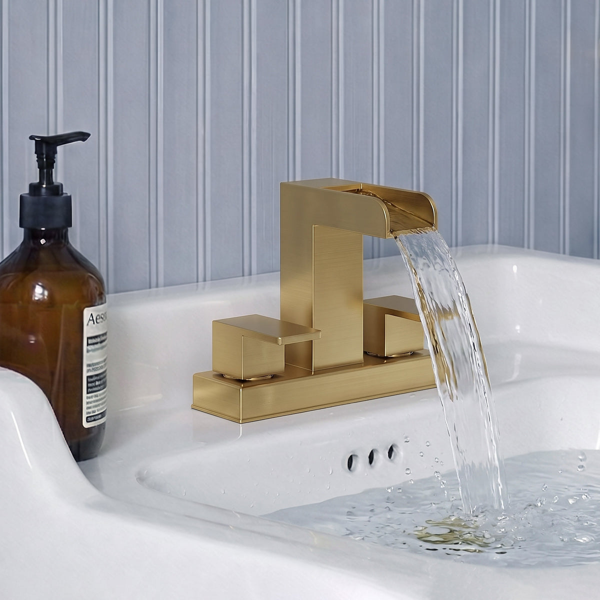Two-Handle Centerset Bathroom Sink Faucet With Pop-Up Drain