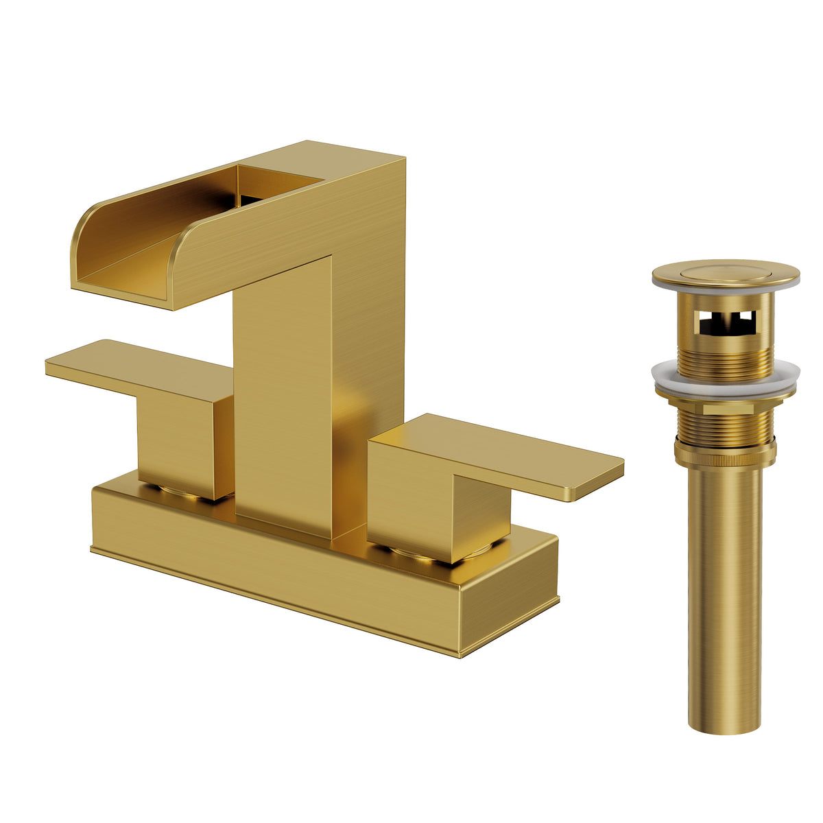 Two-Handle Centerset Bathroom Sink Faucet With Pop-Up Drain
