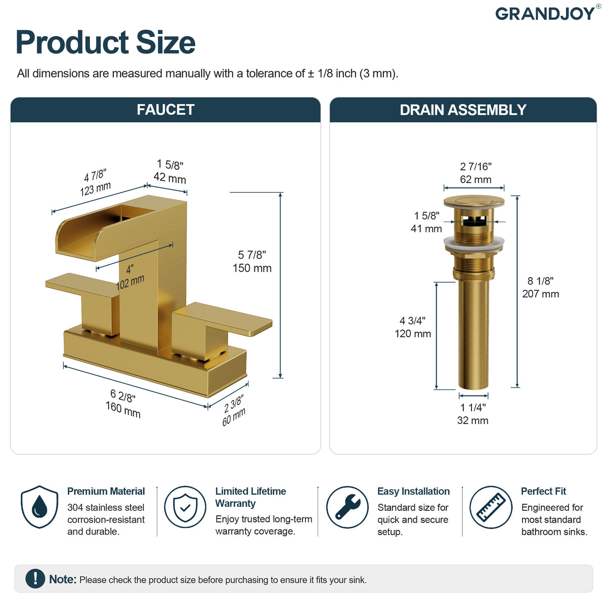 Two-Handle Centerset Bathroom Sink Faucet With Pop-Up Drain