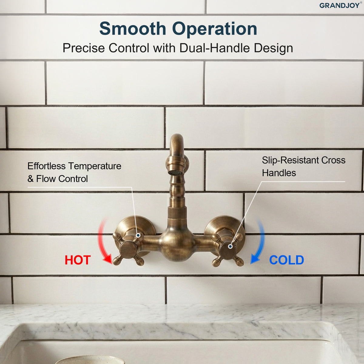 Two-Handle Wall-Mount Bathroom Sink Faucet