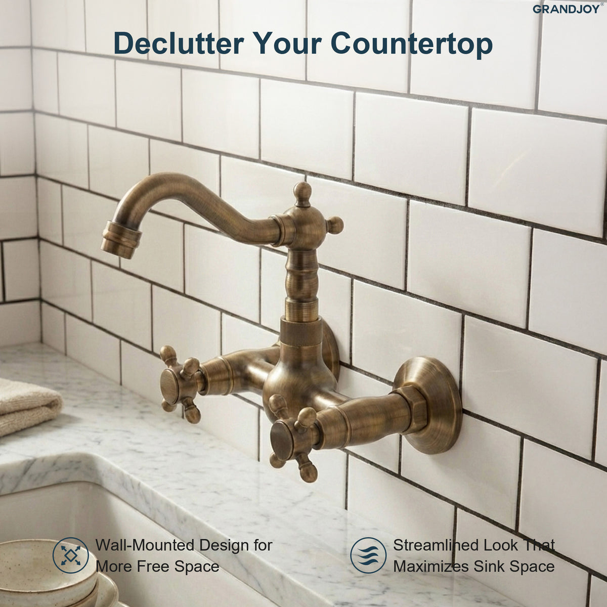Two-Handle Wall-Mount Bathroom Sink Faucet