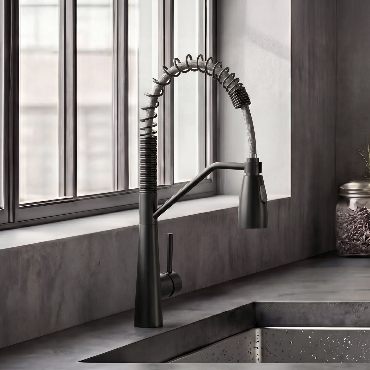 Single-Handle Pre-Rinse Spring Pull-Down Kitchen Faucet