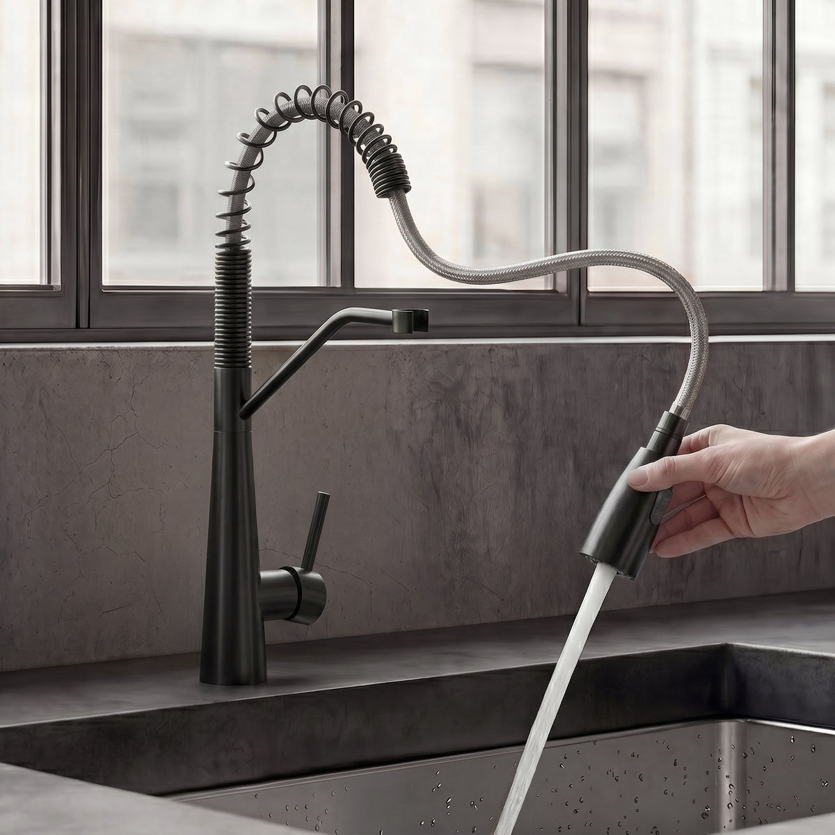 Single-Handle Pre-Rinse Spring Pull-Down Kitchen Faucet