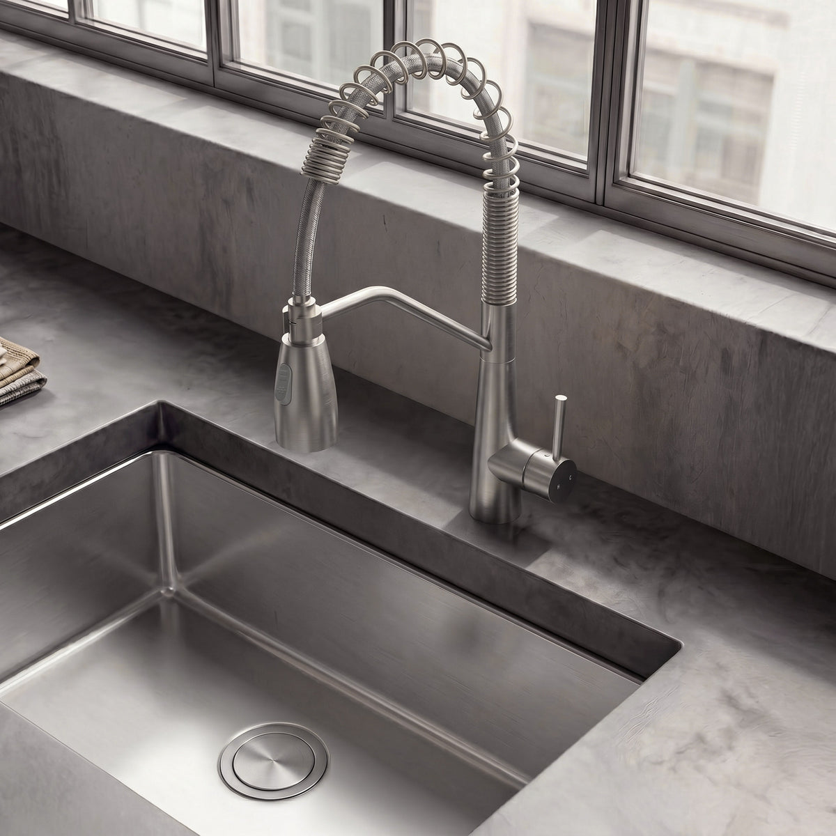 Single-Handle Pre-Rinse Spring Pull-Down Kitchen Faucet