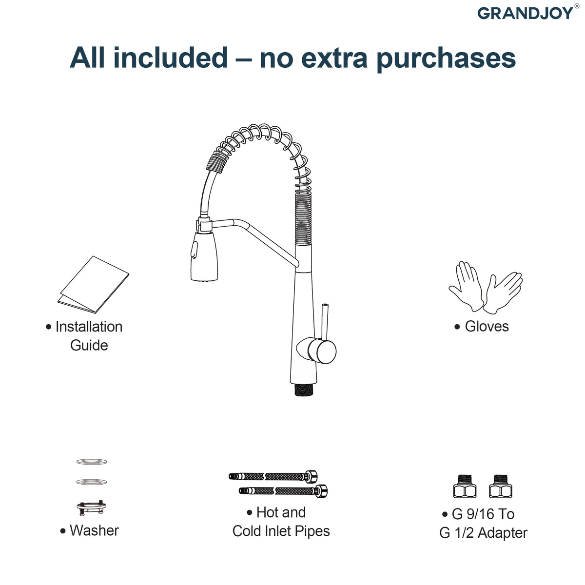 Single-Handle Pre-Rinse Spring Pull-Down Kitchen Faucet