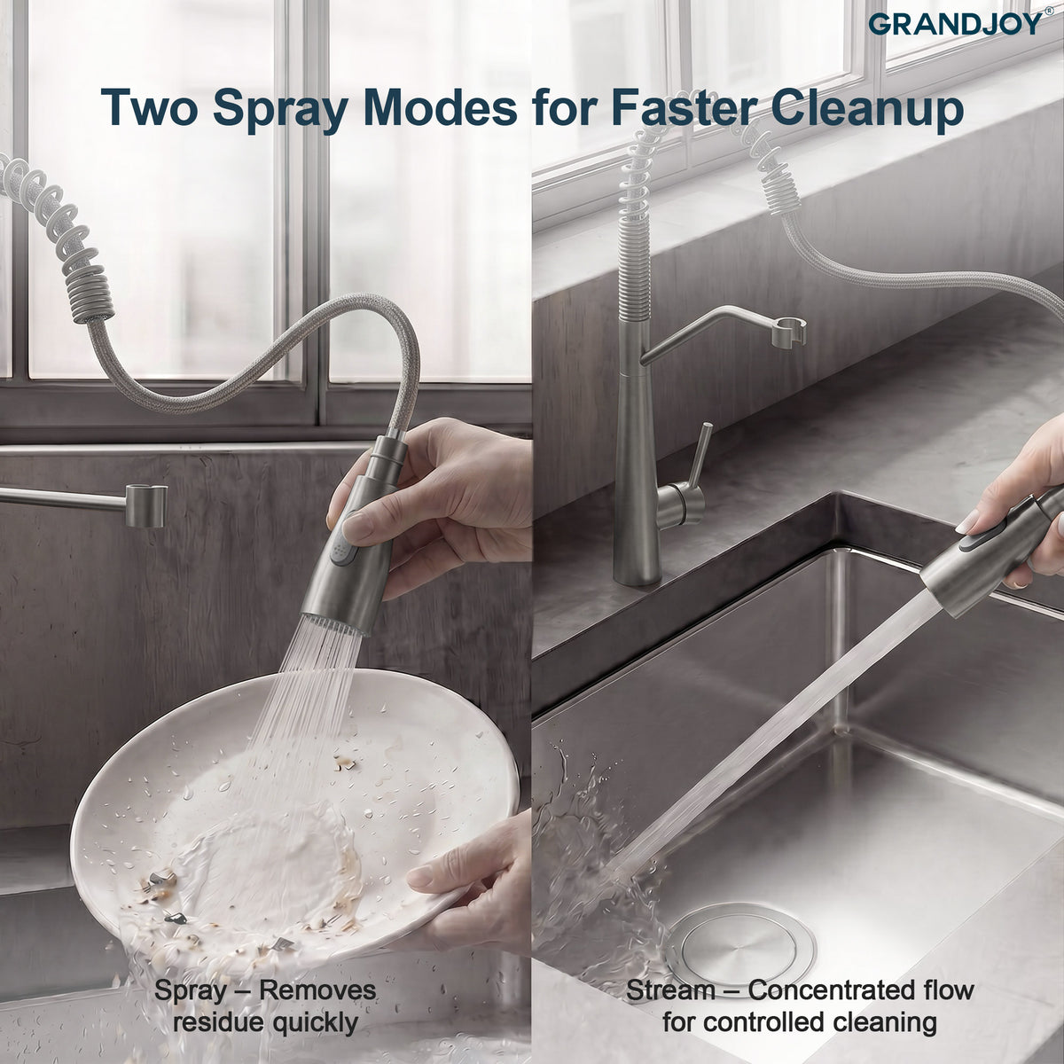 Single-Handle Pre-Rinse Spring Pull-Down Kitchen Faucet