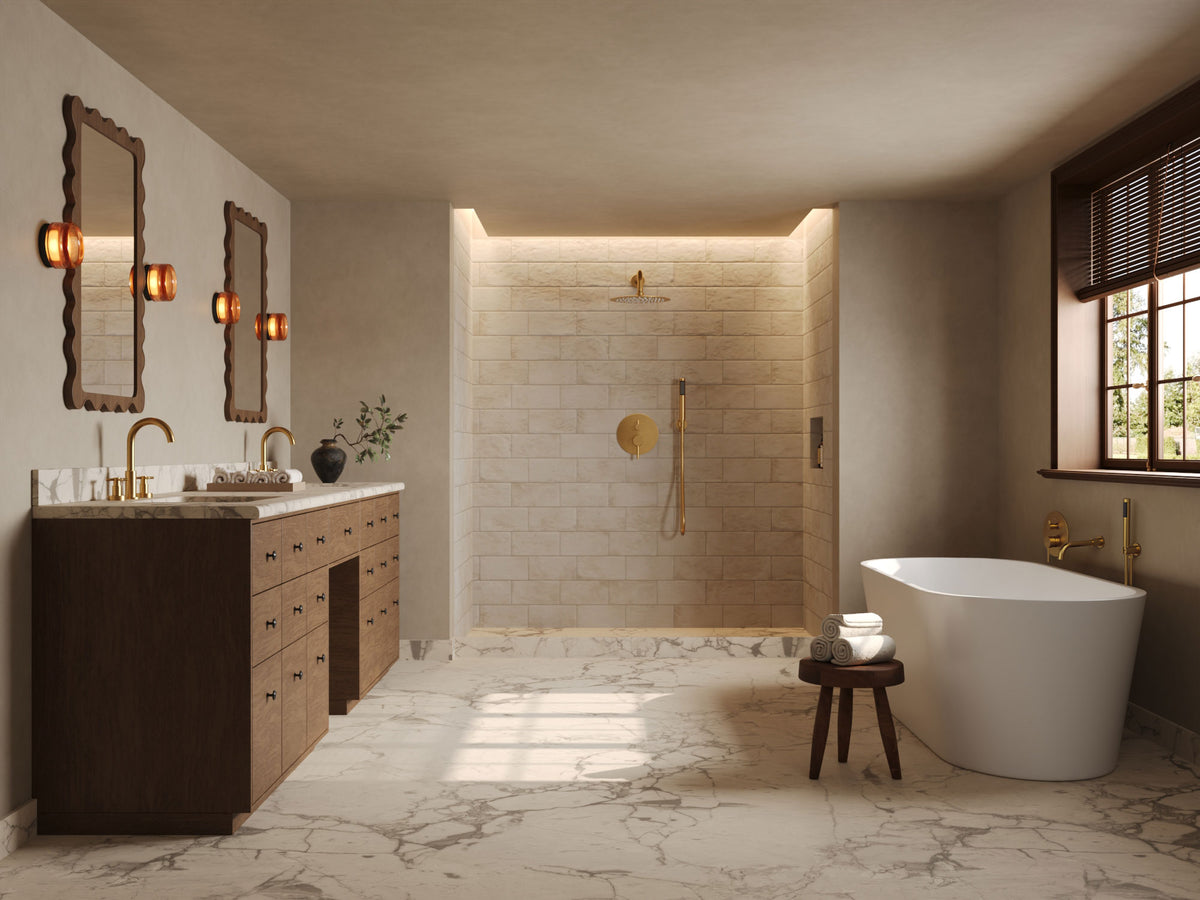 Wall-Mounted Bathtub Faucet with Hand Shower and Pressure-Balanced Valve