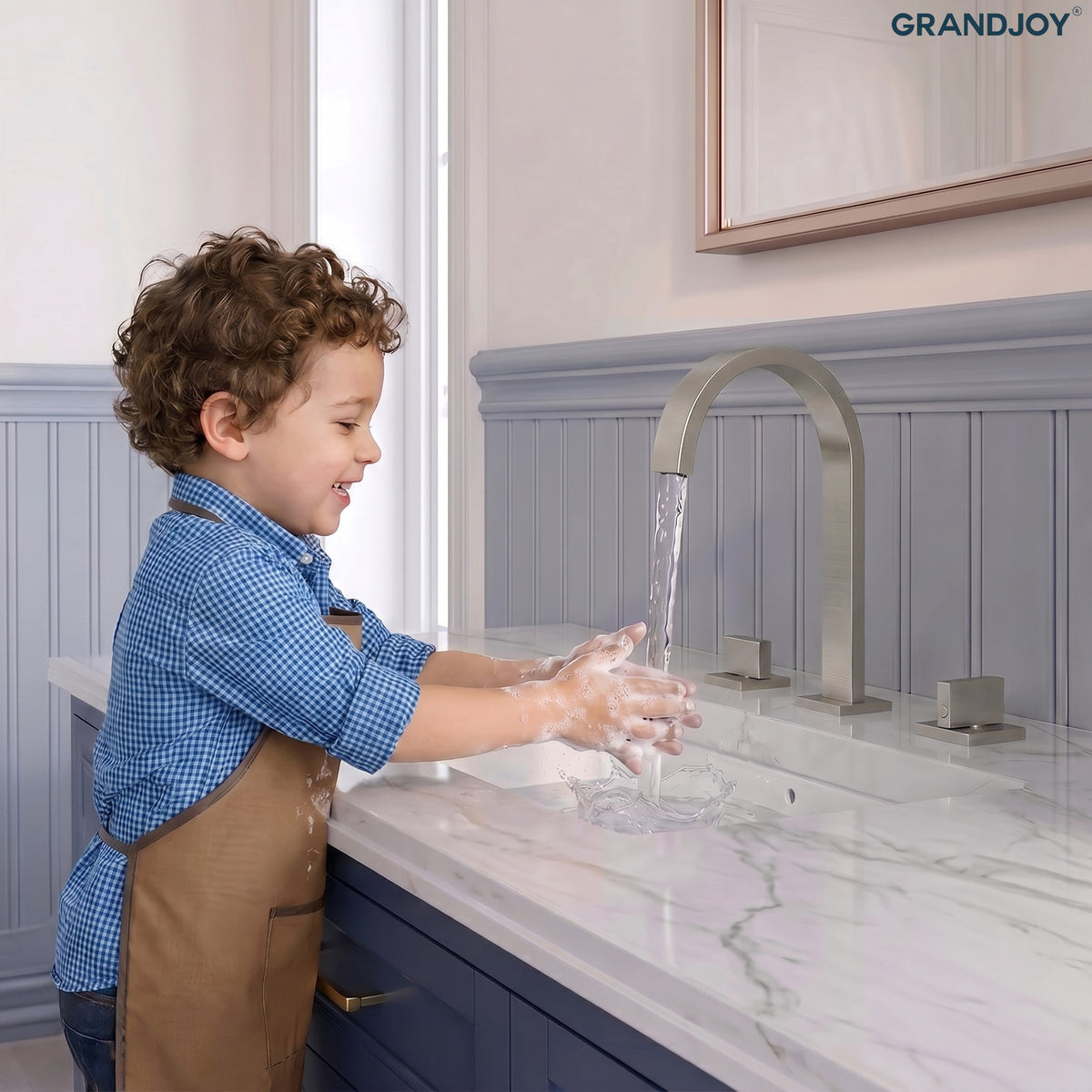 Two-Handle High Arc Widespread Bathroom Sink Faucet With Pop-Up Drain