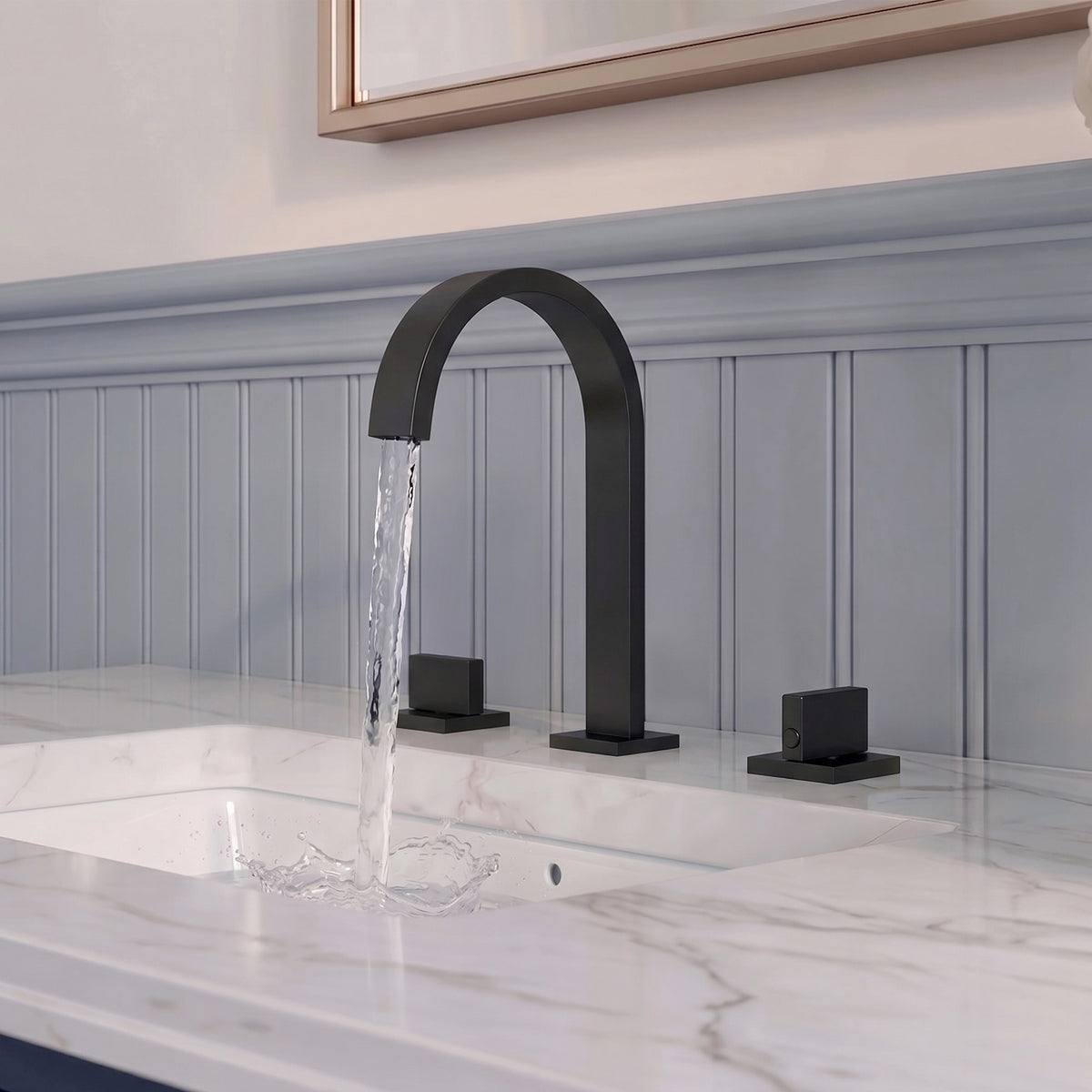 Two-Handle High Arc Widespread Bathroom Sink Faucet With Pop-Up Drain