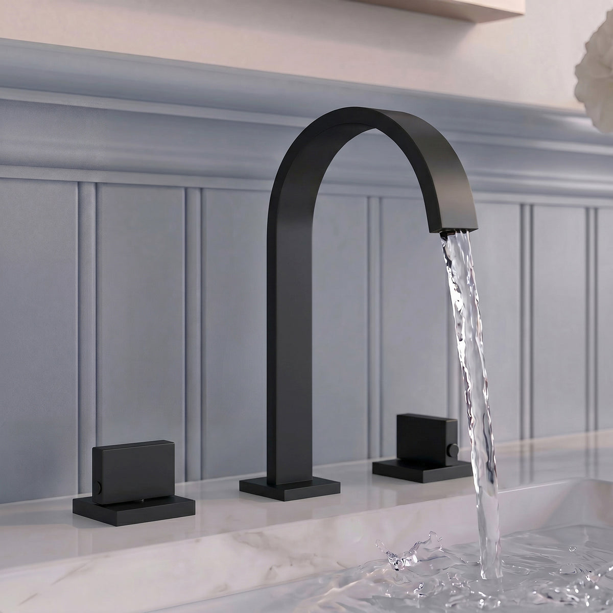 Two-Handle High Arc Widespread Bathroom Sink Faucet With Pop-Up Drain