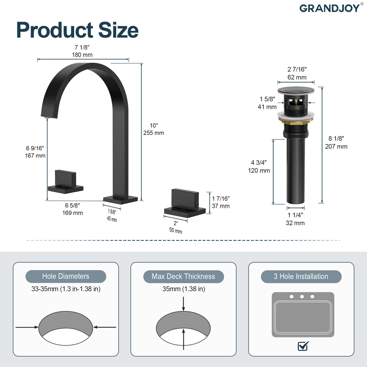 Two-Handle High Arc Widespread Bathroom Sink Faucet With Pop-Up Drain