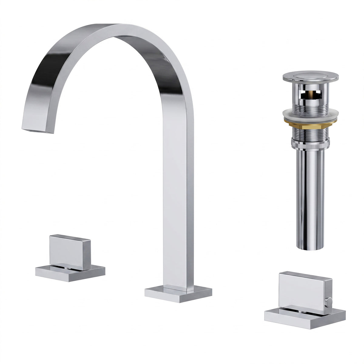 Two-Handle High Arc Widespread Bathroom Sink Faucet With Pop-Up Drain